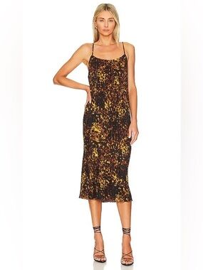 NWOT Rails Ami Tortoise Shell Print Plisse Pullover Slip Dress Casual Women’s XS